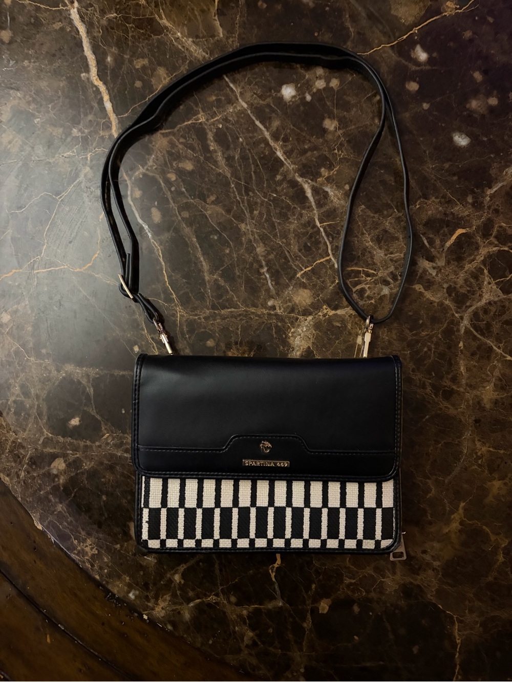 Spartina 449 Black and White Checker Crossbody Bag